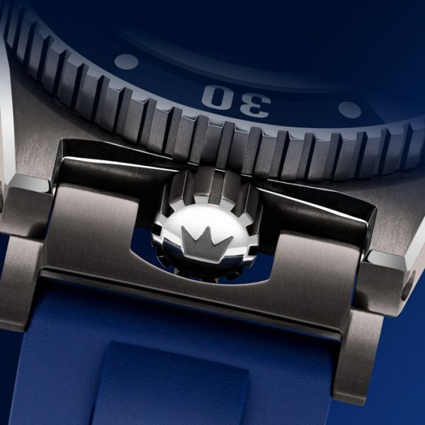 Montre ZRC Grands Fonds 3000 Titane cadran bleu bracelet caoutchouc bleu 42 mm