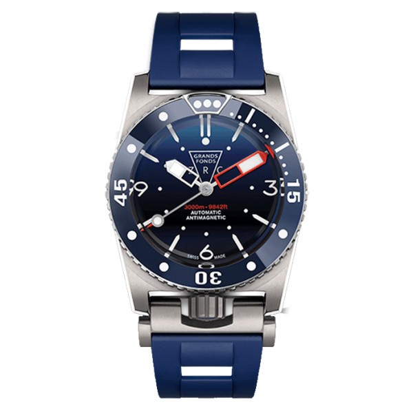 Montre ZRC Grands Fonds 3000 Titane cadran bleu bracelet caoutchouc bleu 42 mm