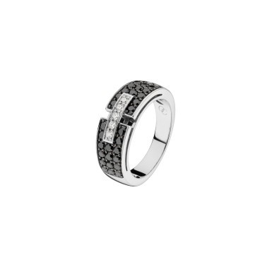 Bague So Shocking Capricieuse petit modèle en or blanc et diamants noirs