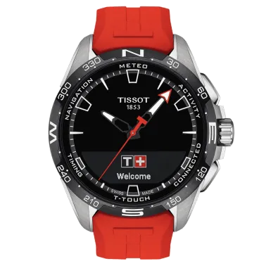 Montre Tissot T-Touch Connect Solar titane bracelet silicone rouge 47,5 mm T121.420.47.051.01