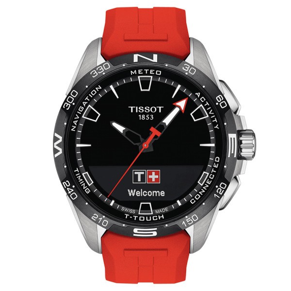 Montre Tissot T-Touch Connect Solar titane bracelet silicone rouge 47,5 mm T121.420.47.051.01