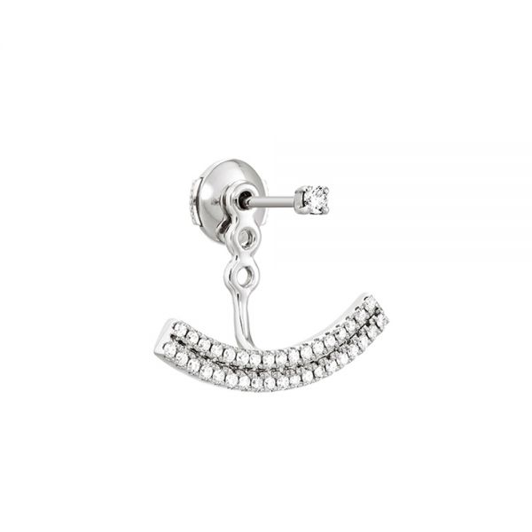 Boucle d’oreille Brindilles 2 lignes diamants en or blanc