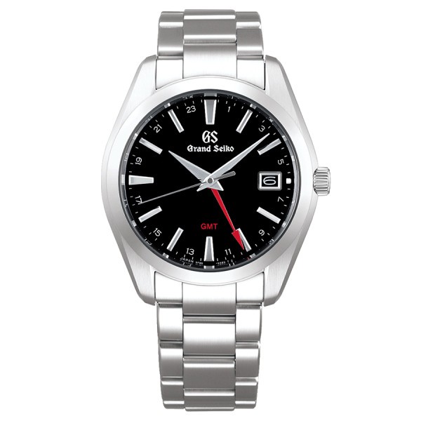 Grand Seiko Heritage quartz GMT watch black dial steel bracelet 40 mm