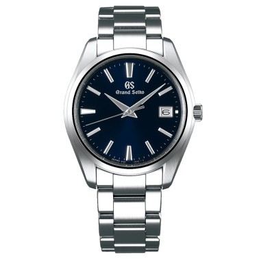 Montre Grand Seiko Heritage quartz cadran noir bracelet acier 3 maillons 40 mm