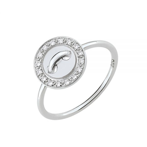 Bague Boutons de Louise or blanc et diamants