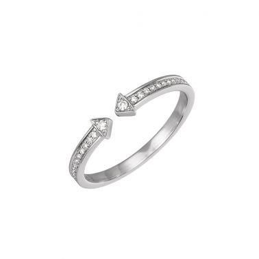 Bague Wave or blanc et pavage diamants