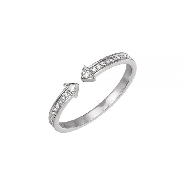 Bague Wave or blanc et pavage diamants