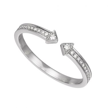 Bague Wave or blanc et pavage diamants