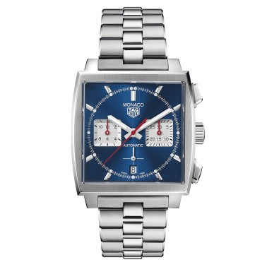 TAG Heuer Monaco Caliber HEUER 02 watch blue dial steel bracelet 39 mm CBL2111.BA0644