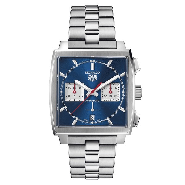 TAG Heuer Monaco Caliber HEUER 02 watch blue dial steel bracelet 39 mm