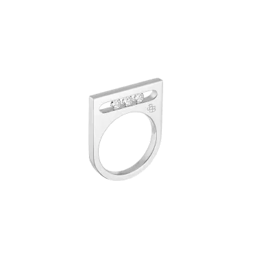 Bague La Brune et La Blonde Funambule en or blanc 3 diamants - Soldat_PL