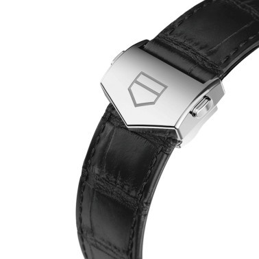 TAG Heuer Monaco Caliber HEUER 02 watch black dial black leather strap 39 mm
