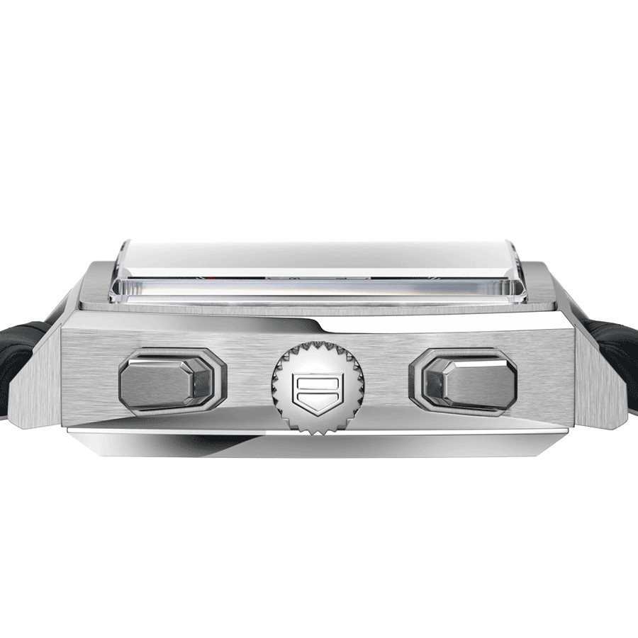 Montre TAG Heuer Monaco Calibre HEUER 02 cadran noir bracelet cuir noir 39 mm CBL2113.FC6177