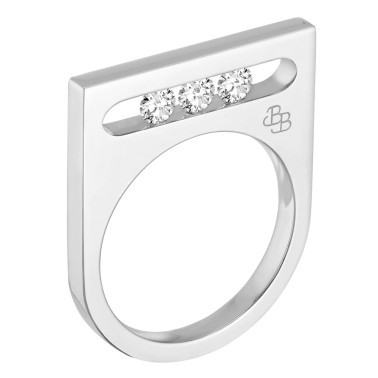 Bague La Brune et La Blonde Funambule en or blanc 3 diamants