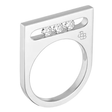 Bague La Brune et La Blonde Funambule en or blanc 3 diamants - Soldat