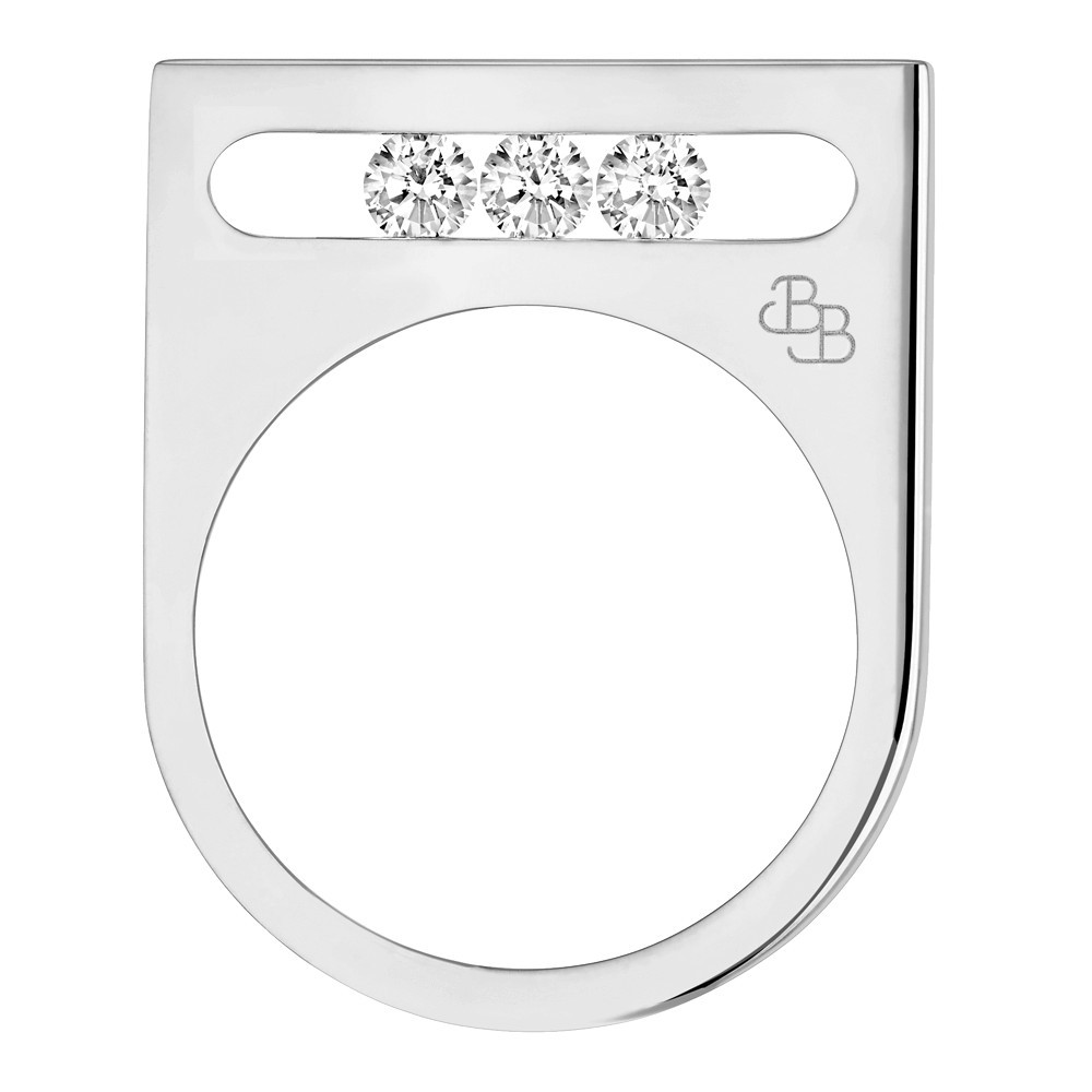 Bague La Brune et La Blonde Funambule en or blanc 3 diamants - Front