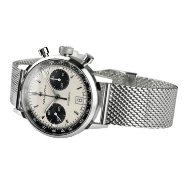 Montre Hamilton Intra-Matic automatique chronographe cadran panda bracelet maille milanaise 40 mm