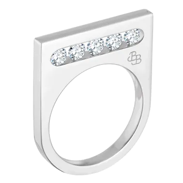 Bague La Brune et La Blonde Funambule en or blanc 5 diamants - Soldat