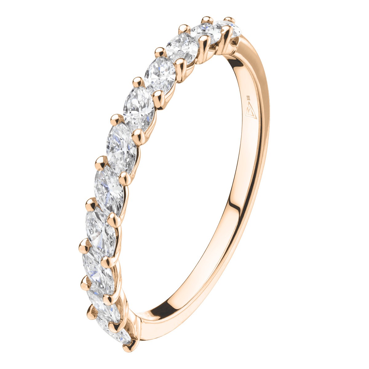 Alliance Lepage Suzanne en or rose et diamants taille navette