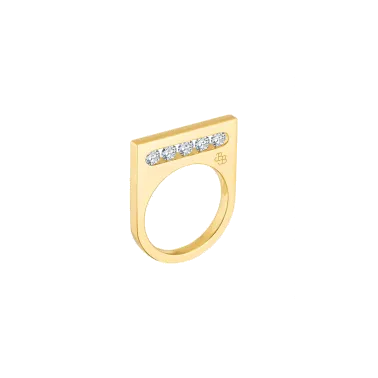 Bague La Brune et La Blonde Funambule en or jaune 5 diamants - Soldat_PL