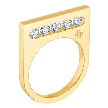 Bague La Brune et La Blonde Funambule en or jaune 5 diamants - Soldat