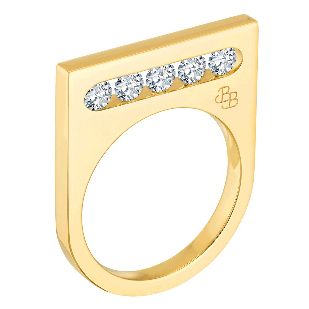 Bague La Brune et La Blonde Funambule en or jaune 5 diamants - Soldat