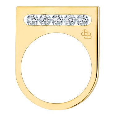 Bague La Brune et La Blonde Funambule en or jaune 5 diamants - Front
