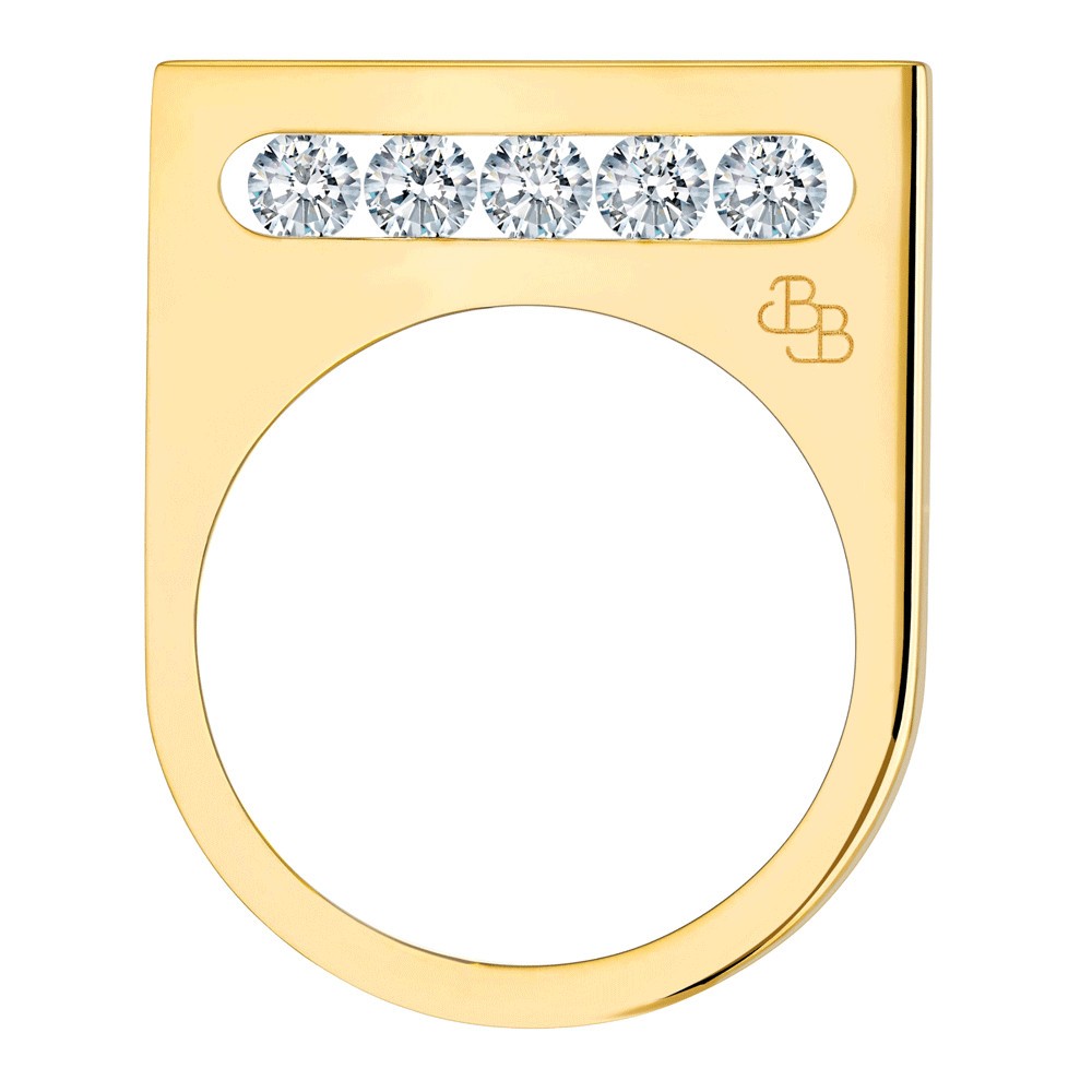 Bague La Brune et La Blonde Funambule en or jaune 5 diamants - Front