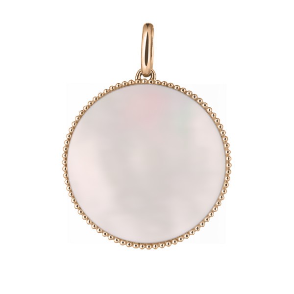 Médaille Lepage Colette Lune Perlée en or rose et nacre rose - LEM9NRR