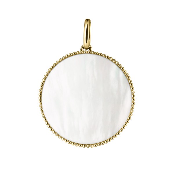 Médaille Lepage Colette Lune Perlée en or jaune et nacre blanche
