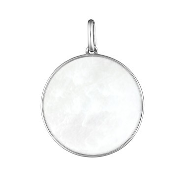 Médaille Lepage Colette Lune en or blanc et nacre blanche