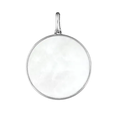Médaille Lepage Colette Lune en or blanc et nacre blanche