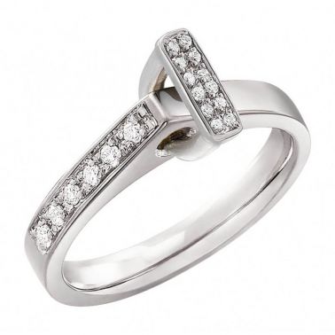 Bague Lilistone Originale étrier en or blanc et pavage diamants
