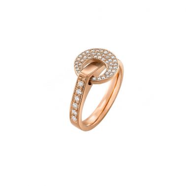 Bague Lilistone Originale rond en or rose et pavage diamants