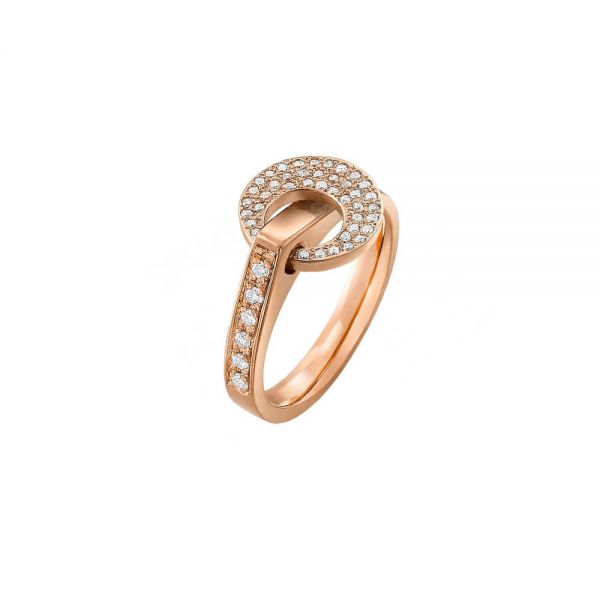 Bague Lilistone Originale rond en or rose et pavage diamants