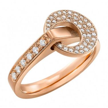 Bague Lilistone Originale rond en or rose et pavage diamants
