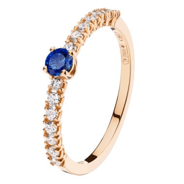 Bague Wabi Sabi en or rose saphir et diamants