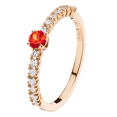 Bague Wabi Sabi en or rose saphir crépuscule et diamants