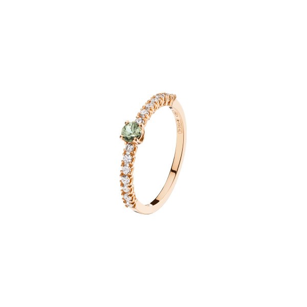 Ring Wabi Sabi in pink gold green sapphire and diamonds