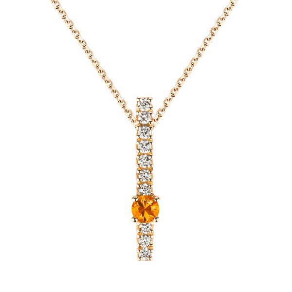 Collier Wabi Sabi en or rose saphir orange et diamants