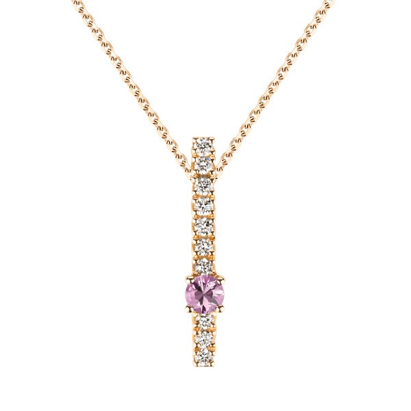 Collier Wabi Sabi en or rose saphir rose et diamants