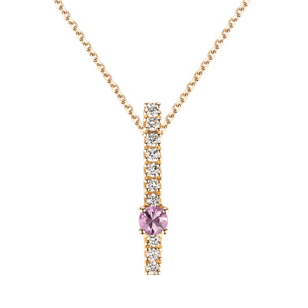 Collier Wabi Sabi en or rose saphir rose et diamants