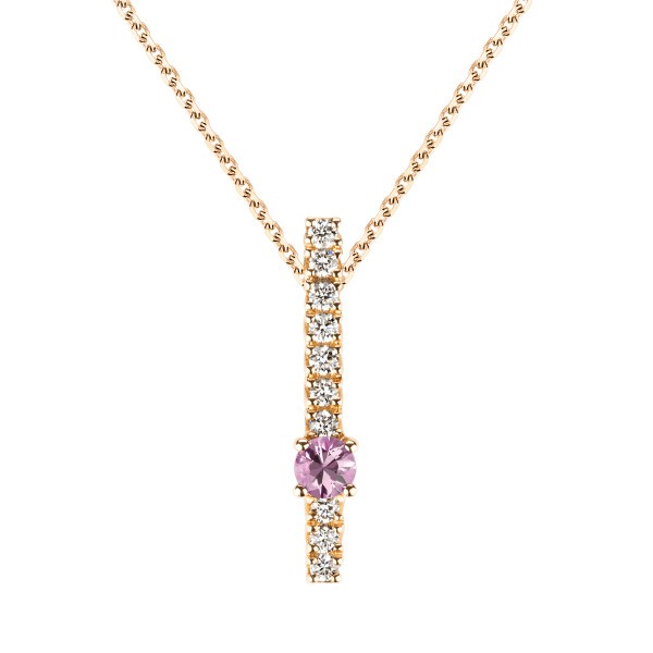 Necklace Wabi Sabi in pink gold pink sapphire and diamonds