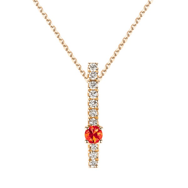 Collier Wabi Sabi en or rose saphir rouge et diamants