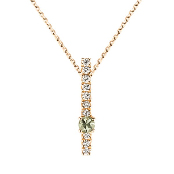 Necklace Wabi Sabi in pink gold green sapphire and diamonds
