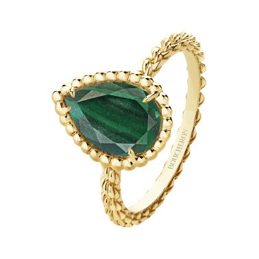 Bague Boucheron Serpent Bohème en or jaune et malachite