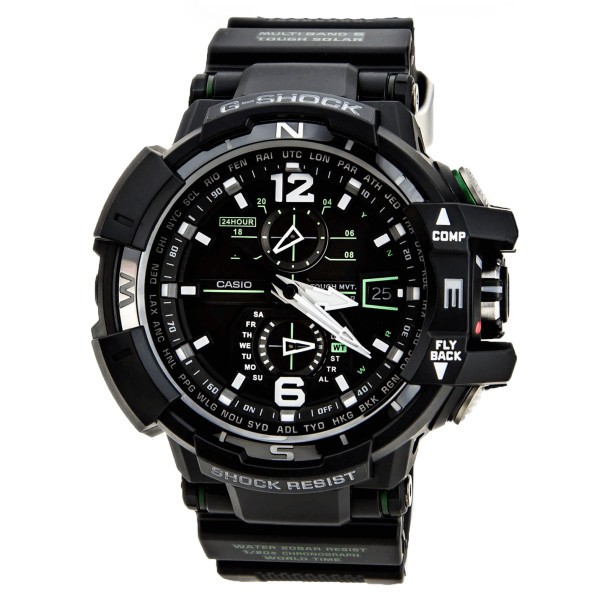 Montre Casio Gravitymaster G-Shock quartz Solaire cadran noir bracelet caoutchouc noir 51 mm