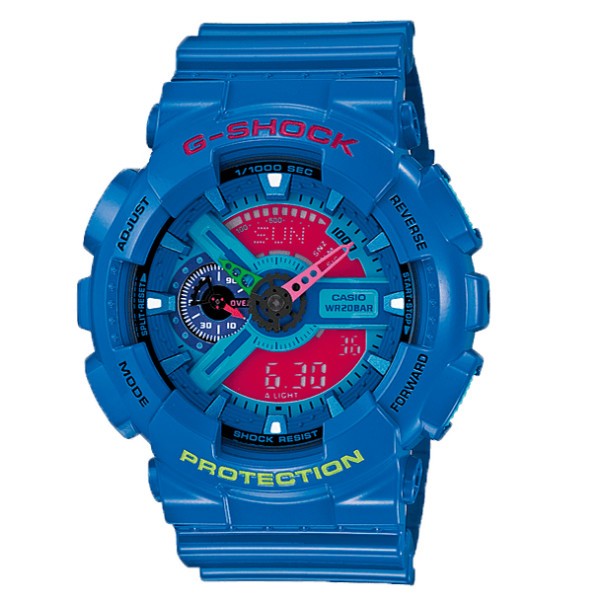 Montre Casio G-Shock Hyper quartz cadran bleu bracelet bleu 51 mm