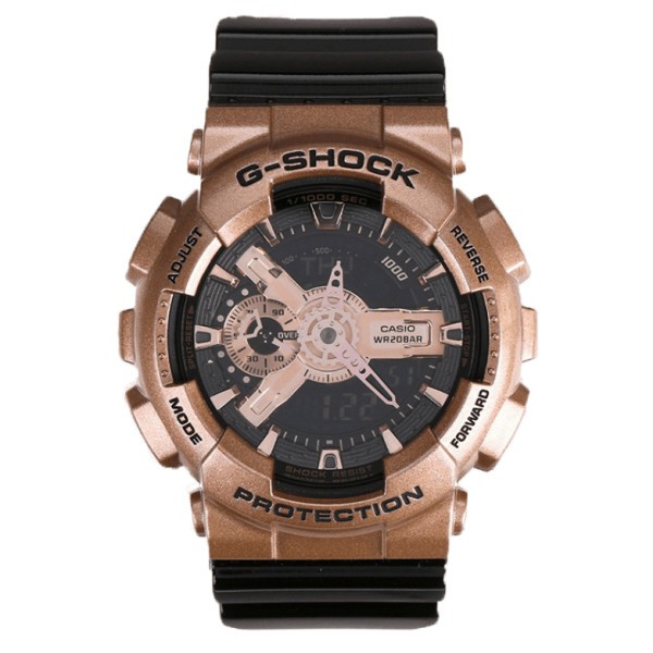 Montre Casio G-Shock quartz doré rose cadran noir bracelet noir 51 mm