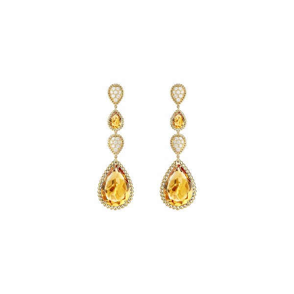 Pendants d'oreilles Boucheron Serpent Bohème en or jaune citrine et diamants